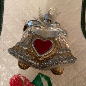 Old World Wedding Bell Ornament Christmas Church Glass Glittery Metallic Vintage